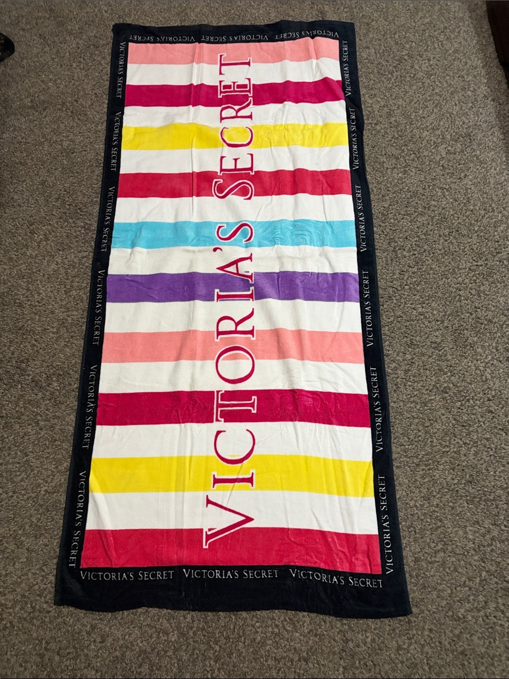 Victoria's Secret Bright Multicolor Stripe Beach Towel